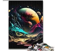 Jigsaw Puzzles for Adults 1000 Piece Universe Planet Made of Wood, Gift DIY Fun Suitable for Home Living Room Office Decoration 50x75cm for Family Interactive Game