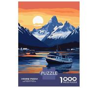 Jigsaw Puzzles for Adults 1000 Piece Ushuaia Argentina Sunset Puzzle for Adults Brain Teaser Game Difficult Hard Deal As Gifts for The Whole Family 70x50cm/1000pcs