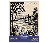 Jigsaw Puzzles for Adults 1000 Piece Valencia, Spain - Black And Beige Illustration Adult Puzzles Toy Wall Decor Wall Decoration Deal As Gifts for The Whole Family 70x50cm/1000pcs