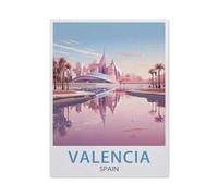 Jigsaw Puzzles for Adults 1000 Piece，Valencia Spain Vintage Travel Poster，Classic Puzzle Teens Boys Girls Puzzles for DIY Intellective Educational Game, Gift Home Decor（26x38CM）-BE70