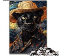 Jigsaw Puzzles for Adults 1000 Piece Van Gogh Black Leopard Challenging Puzzles Christmas Halloween Mother's Day New Year Easter Gift size : 50x75cm