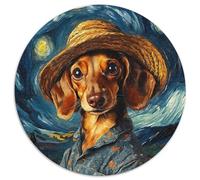 Jigsaw Puzzles for Adults, 1000 Piece Van Gogh Dachshund Round Puzzle 1000 Pieces Jigsaw Interactive Family Game, DIY Home Decor, Brain Teaser Gift (Size 67.5x67.5cm)