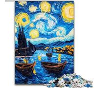 Jigsaw Puzzles for Adults 1000 Piece Van Gogh Night Sky Wooden Jigsaw Puzzles for Adults 50X75CM Perfect for Family Gatherings, Birthdays, Holidays