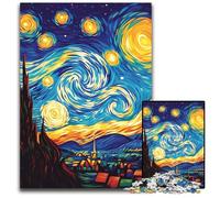 Jigsaw Puzzles for Adults, 1000 Piece Van Gogh Night Sky Wooden Jigsaw Puzzles Interesting Stress Reduction, Gifts Ideas for 14+ 50X75CM