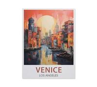 Jigsaw Puzzles for Adults 1000 Piece，Venice Los Angeles Vintage Travel Poster，Educational Games Brain Challenge Jigsaw Puzzles for Adult Kids（75x50cm）-BD66