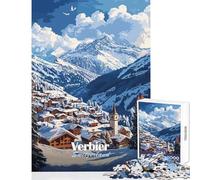Jigsaw Puzzles for Adults 1000 Piece Verbier Switzerland Mountain Village Relaxing Games Staycation Kill Time Educational Toy Unique Birthday And Xmas Gifts (38x52cm)