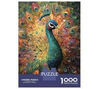 Jigsaw Puzzles for Adults 1000 Piece Vibrant Peacock Mosaic Art Puzzle for Adults Brain Teaser Game Enhance Memory Fun at Home Activities, 38x26cm/1000pcs