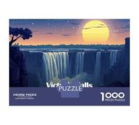 Jigsaw Puzzles for Adults 1000 Piece Victoria Falls, ZimbabweZambia Illustration Adult Puzzles Brain Teaser Game Home Decoration Christmas Birthday Gifts 38x26cm/1000pcs