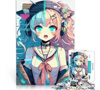 Jigsaw Puzzles for Adults 1000 Piece Video Anime Girl GlitchArt DIY-Spielzeug Geburtstagsgeschenk, Geschenke, Wandkunst75x50cm