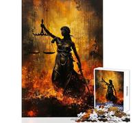 Jigsaw Puzzles for Adults 1000 Piece Vintage Lady Justice Oil Relax Games Tough Challenge Educational Toy with Fully Interlocking Randomly Shaped Pieces (38X52CM)
