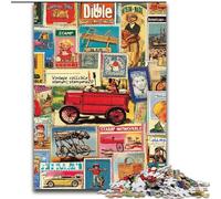Jigsaw Puzzles for Adults, 1000 Piece Vintage Postage Stamps Collage Wooden Puzzles 50X75CM Perfect for Family Fun on Christmas, Thanksgiving, Birthdays & Easter
