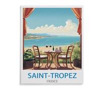 Jigsaw Puzzles for Adults 1000 Piece，Vintage Travel Poster Saint Tropez France，Educational Games Brain Challenge Jigsaw Puzzles for Adult Kids 38x52cm-A31