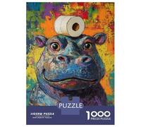 Jigsaw Puzzles for Adults 1000 Piece Vivid Hippo Artistry Puzzle for Adults Brain Teaser Game Enhance Memory Fun at Home Activities, 70x50cm/1000pcs