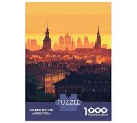 Jigsaw Puzzles for Adults 1000 Piece Warsaw Skyline Sunset Teenager Puzzles Hands-on Game Difficult Challenge Challenging Game Gifts 52x38cm/1000pcs