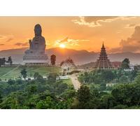 Jigsaw Puzzles For Adults 1000 Piece Wat Huai Pla Kung Temple at Sunset Chiang Rai Thailand Asia Photo Photograph Family Funny Challenging Holiday Puzzles Gift 50x70CM