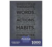 Jigsaw Puzzles for Adults 1000 Piece Watch Your Thoughts Words Puzzles for Adults Hands-on Game Stress Reliever Stress Reduction Gifts 38x26cm/1000pcs