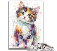 Jigsaw Puzzles for Adults 1000 Piece Watercolor Cat 1000 Pieces for Adults,Artistic Wall Decor & Birthday Gift Idea for Friends, Home Office (38x26cm)