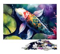 Jigsaw Puzzles for Adults 1000 Piece Watercolor Koi Fish Puzzles for Adults Relaxing Entertainment Home Decor 1000 PCS(75x50cm)
