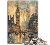 Jigsaw Puzzles for Adults 1000 Piece Watercolor London Big Ben Stress Reliever Difficult Challenge Every Piece Is Unique - Challenging Family Fun Game 50x75cm