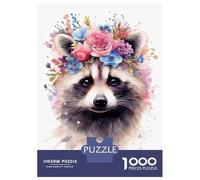 Jigsaw Puzzles for Adults 1000 Piece Watercolor Raccoon Art Teenager Puzzles Hands-on Game Home Decoration Christmas Birthday Gifts 38x26cm/1000pcs
