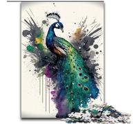 Jigsaw Puzzles for Adults 1000 Piece Watercolour Peacock 1000 Pieces Puzzles for Adults Family Interactive Game, Brain Teaser Gift, Educational Toy size 26x38cm