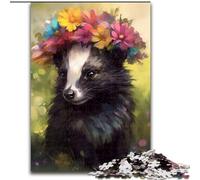 Jigsaw Puzzles for Adults 1000 Piece Watercolour Skunk 1000 Pieces Puzzles for Adults Family Interactive Game, Brain Teaser Gift, Educational Toy size 26x38cm