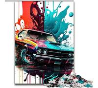 Jigsaw Puzzles for Adults 1000 Piece Watercolour Sports Car Wooden Puzzles size 50x75cm for Teenagers & Teens, Ideal Birthday