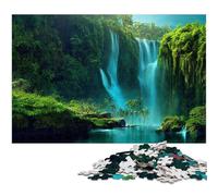 Jigsaw Puzzles for Adults 1000 Piece Waterfall in Forest Nature Wooden Jigsaw Puzzles Challenging Brain Teaser for Teenagers Family Game Night Fun 1000 PCS(75x50cm)