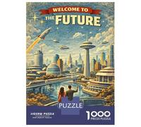 Jigsaw Puzzles for Adults 1000 Piece Welcome to The Future Vintage Adult Puzzles Brain Teaser Game Home Decoration Christmas Birthday Gifts 70x50cm/1000pcs