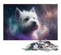Jigsaw Puzzles for Adults 1000 Piece West Highland Terrier Cloud Puzzles for Adults Ideal for Family Fun, Relaxation 50x75CM/19.68x29.52inch