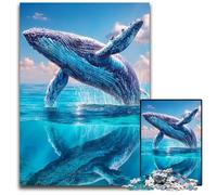 Jigsaw Puzzles for Adults, 1000 Piece Whale Jumping Out of The Sea Puzzle for Age 14+ Educational Challenge Fun Activities at Home, Birthday Gifts, Travel Gifts 26X38CM