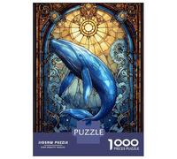 Jigsaw Puzzles for Adults 1000 Piece Whale Stained Glass Teenager Puzzles Hands-on Game Difficult Challenge Challenging Game Gifts 38x26cm/1000pcs