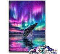 Jigsaw Puzzles for Adults 1000 Piece Whales Under The Aurora Teenager Jigsaw,Family Game Stress Reliever Difficult Challenge Suitable for Couples (26x38cm)