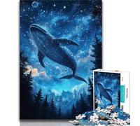 Jigsaw Puzzles for Adults 1000 Piece Whales Under The Starry Sky,Family Game Stress Reliever Difficult Challenge Enhance Love between Couples 38x26cm