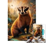 Jigsaw Puzzles for Adults 1000 Piece Whimsical Honey Badger Jigsaw for Adults Family Games Presents for Women Fun at Home Activities, (Size 38x26cm)