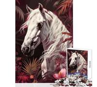 Jigsaw Puzzles for Adults 1000 Piece White Arabian Horse Jigsaw Puzzles 1000 Relaxing Games Birthday Gifts Perfect Decoration (38x26cm)