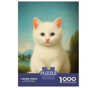 Jigsaw Puzzles for Adults 1000 Piece White Fluffy Kitten Adult Jigsaw Relax Games Difficult Challenge Fun Activities at Home 38x26cm/1000pcs