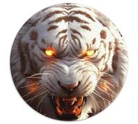 Jigsaw Puzzles for Adults 1000 Piece White-Furred Tiger Round Jigsaw Family Interactive Game,Brain Teaser Gift,Educational Toy (67.5x67.5cm)
