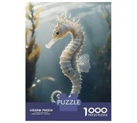 Jigsaw Puzzles for Adults 1000 Piece White Seahorse Underwater Adult Puzzles Toy Wall Decor Wall Decoration Deal As Gifts for The Whole Family 52x38cm/1000pcs