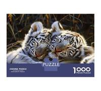 Jigsaw Puzzles for Adults 1000 Piece White Tiger Cubs Playing Puzzle for Adults Brain Teaser Game Enhance Memory Fun at Home Activities, 38x26cm/1000pcs