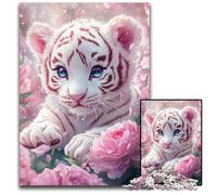 Jigsaw Puzzles for Adults, 1000 Piece White Tiger Puzzle Family Interactive Game, Brain Teaser Gift, Educational Toy 26X38CM