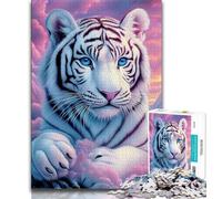 Jigsaw Puzzles for Adults 1000 Piece White Tiger Teenager Jigsaw,Family Game Stress Reliever Difficult Challenge Suitable for Couples 26x38cm