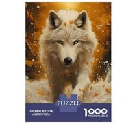 Jigsaw Puzzles for Adults 1000 Piece White Wolf in Autumn Teenager Puzzles Hands-on Game Difficult Challenge Challenging Game Gifts 38x26cm/1000pcs