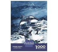 Jigsaw Puzzles for Adults 1000 Piece Wild Orcas Puzzle for Adults Brain Teaser Game Enhance Memory Fun at Home Activities, 52x38cm/1000pcs