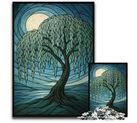 Jigsaw Puzzles for Adults 1000 Piece Willow Tree Moonlit Impossible Jigsaw Puzzles for Adults Brain Challenge Gift Educational Activity for Teenagers 1000 PCS(38x26cm)
