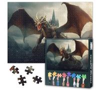 Jigsaw Puzzles for Adults 1000 Piece Winged Dragon - Challenging Puzzle Animals Art, 27.5x19.7 Inch Family Educational Game & Unique Living Room Decor Gift