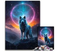 Jigsaw Puzzles for Adults 1000 Piece Wolf at The Moon Impossible Jigsaw Puzzles for Adults Ideal for Lover Perfect Christmas New Year Valentine's Gift 1000 PCS(38x26cm)