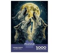 Jigsaw Puzzles for Adults 1000 Piece Wolf Howl Under Full Moon Teenager Puzzles Hands-on Game Home Decoration Christmas Birthday Gifts 38x26cm/1000pcs