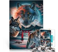 Jigsaw Puzzles for Adults 1000 Piece Wolf in Cosmic Japan Made of cardboard for and 14 years and over Relax Games Unique Birthday size：26x38cm/10.24x14.96inch