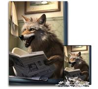 Jigsaw Puzzles for Adults 1000 Piece Wolf Reading Newspaper Challenging Puzzles for Home Decor & Holiday Fun 26X38CM/10.23x14.96inch